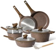Set de oale si tigai Just Perfecto JL-26, 14 h, Acoperire din marmura, Inductie, Steamer, Accesorii, Maro
