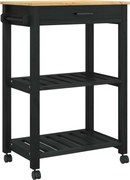 vidaXL Troler de Bucătărie MONZA Negru 60 x 40 x 88,5 cm