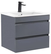 Mască de baie Cube 60 cu chiuvetă ceramică, 2 sertare, gri antracit