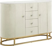 Comoda, Mauro Ferretti, Montpellier, 120 x 40 x 85 cm, lemn de pin/mdf/piele ecologica, crem/auriu/alb