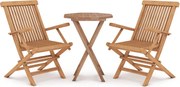 vidaXL Set mobilier de grădină, 3 piese, lemn masiv de tec