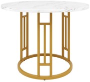 Masă rotundă pentru 4 persoane, Alb+Auriu | Aosom Romania