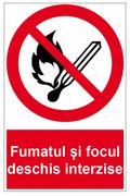 Sticker indicator Fumatul si focul deschis interzise