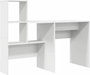 vidaXL Birou cu raft Alb 131,5 x 50 x 106,5 cm Lemn compozit