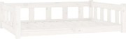 vidaXL Pat pentru câini, alb, 105,5x75,5x28 cm, lemn masiv de pin