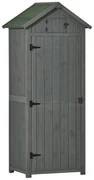 Outsunny Căsuță de Grădină din Lemn pentru Depozitare Scule, Impermeabilă cu 3 Rafturi Detașabile, 77x54.2x179 cm, Gri | Aosom Romania