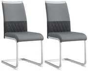 Set de 2 scaune moderne pentru sufragerie, cu spătar înalt, din PU și material textil, pentru bucătărie și birou, Gri