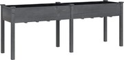 vidaXL Jardinieră cu căptușeală, gri, 203x53x76 cm, lemn masiv brad
