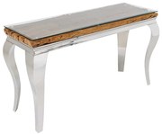 Consola, Lemn de Tec, Sticla, Otel Crom, MODERN BAROCK BARRACUDA 140cm