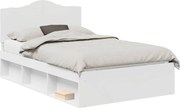 vidaXL Cadru de pat cu headboard Alb 135 x 190 cm Lemn de pin masiv