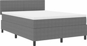 vidaXL Pat cu arcuri cu headboard Gri deschis și alb. 140 x 190 cm