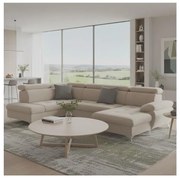 Canapea extensibilă colțar U CATANIA stânga, spațiu depozitare, bej