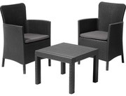 Set mobilier de grădină gri închis din ratan artificial pentru două persoane Salvador – Keter