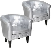 MIADOMODO MIADOMODO Set de fotolii Chesterfield, argintiu