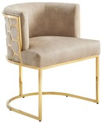 Scaun ELEGANCE catifea bej, otel inoxidabil auriu