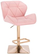 HC111KW Scaun Roz Piele Ecologica cu Bază Aurie