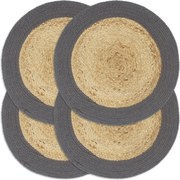 vidaXL Naproane, 4 buc., natural și antracit, 38 cm, iută și bumbac