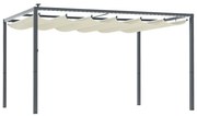 Outsunny Pergolă cu Lumini LED și 12 Orificii de Drenaj, 400x300x230 cm, Alb Crem | Aosom Romania