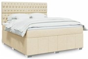 vidaXL Pat continental cu saltea, crem, 180x200 cm, textil