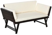 Outsunny Canapea de Grădină 2 Locuri cu Sezlong, Design Modern, 129x66x67 cm, Alb | Aosom Romania