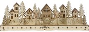 Sat luminos de Crăciun, 15 LED-uri, 45 x 5,8 x15 cm, natural, lemn