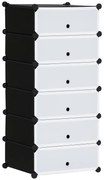 HOMCOM Dulap pantofi modular cu 6 cuburi empilabile, capacitate 12 perechi, 49x36,5x108 cm, alb | Aosom Romania
