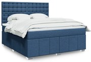 vidaXL Pat box spring cu saltea, albastru, 180x200 cm, material textil