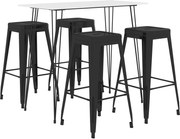 vidaXL Set mobilier de bar, 5 piese, alb și negru