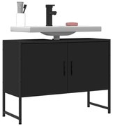 vidaXL Dulap chiuveta de baie, negru, 80x33x60 cm, lemn compozit