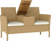 Outsunny Canapea Rattan Extensibilă, Depozitare Kaki | Aosom Romania