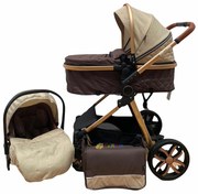 Carucior 3 in 1 transformabil in mod sport cu landou si geanta, 0-36 luni, Crem - CPC-12-crem