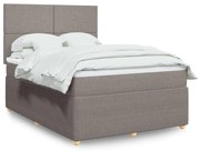 vidaXL Pat box spring cu saltea, gri taupe, 140x200 cm, textil