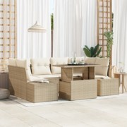 vidaXL Set de canapele pentru grădină cu pernă 7 pcs bej și crem