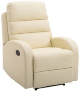 HOMCOM Fotoliu Relax Rabatabil cu Taburet in Piele Ecologica,Crem
