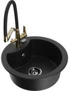 Mexen Diego chiuvetă de bucătărie din granit cu 1 compartiment și baterie Duo, neagră - 6512-77-671701-57-B