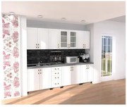 Bucatarie Zebra 2.6m MDF Alb - frezare dreapta