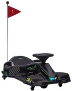 HOMCOM Go-Kart Electric pentru Copii cu Pedale, Pornire Lentă, Lumini, Muzică și Centură, 90x53x99 cm, Negru | Aosom Romania