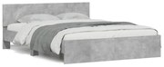 vidaXL Cadru de pat cu tăblie și LED, gri beton, 150x200 cm