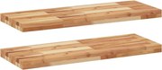 vidaXL Rafturi suspendate 2 buc. 80x30x4 cm lemn masiv acacia netratat
