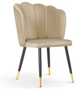 Scaun tapitat Hilton bej picioare negru/gold - H88 cm