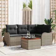 vidaXL Set de canapele pentru grădină 5 pcs Gri Rattan poli