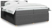 vidaXL Pat box spring cu saltea, gri închis, 200x200 cm, textil