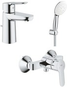 Set baterii lavoar dus Grohe BauEdge si dus cu porter Tempesta crom lucios