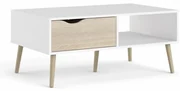 Masuta de cafea alba OSLO 75384 cu blat in decor stejar