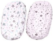 Set 2 Huse tip cearceaf cu elastic roata pentru baby nest Kidizi Galaxy Grey Mint, include zona centrala impermeabila