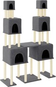 vidaXL Ansamblu pisici cu stâlpi din funie sisal, gri închis, 199 cm
