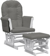 vidaXL Scaun de relaxare glisant cu taburet, gri închis, textil