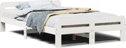 vidaXL Cadru de pat fără saltea, alb, 135x190 cm, lemn masiv de pin