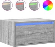 vidaXL Noptieră montată pe perete cu lumini LED, sonoma gri