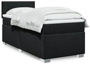 vidaXL Pat box spring cu saltea, negru, 80x200 cm, textil